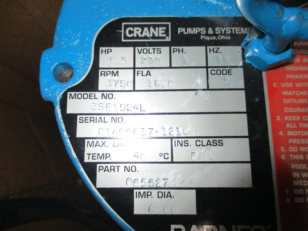 CRANE BARNES 3SE1524L 085527 16.0A 230V NSMP