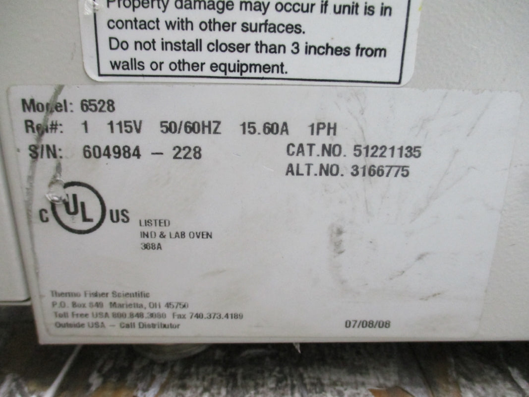 THERMO FISHER SCIENTIFIC 6528 51221135 115V 15.60A UNMP