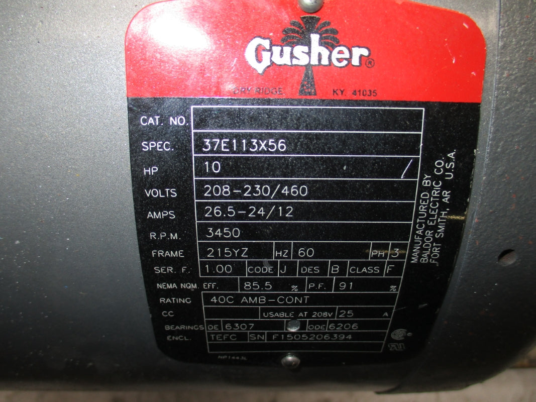 GUSHER PUMPS 11031NS-A 37E113X56 208-230/460V 26.5-24/12A UNMP