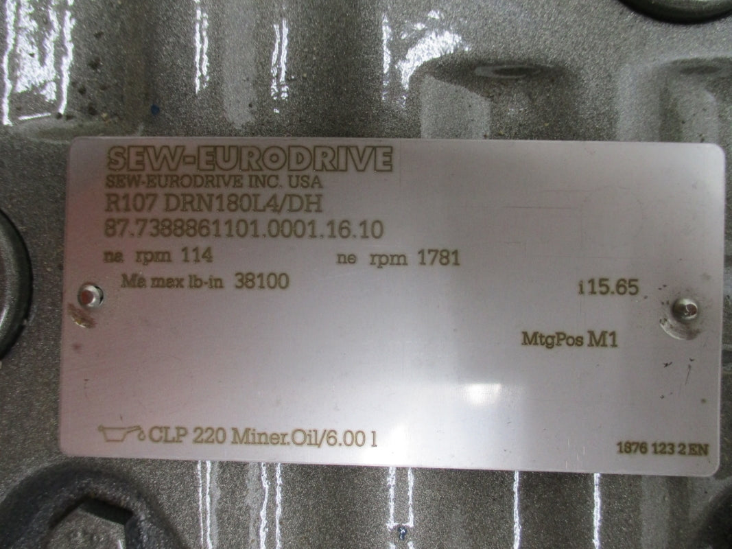 SEW-EURODRIVE R107DRN180L4/DH 87.7388861101.0001.16.10 230/460V 68.00/34.00A NSMP