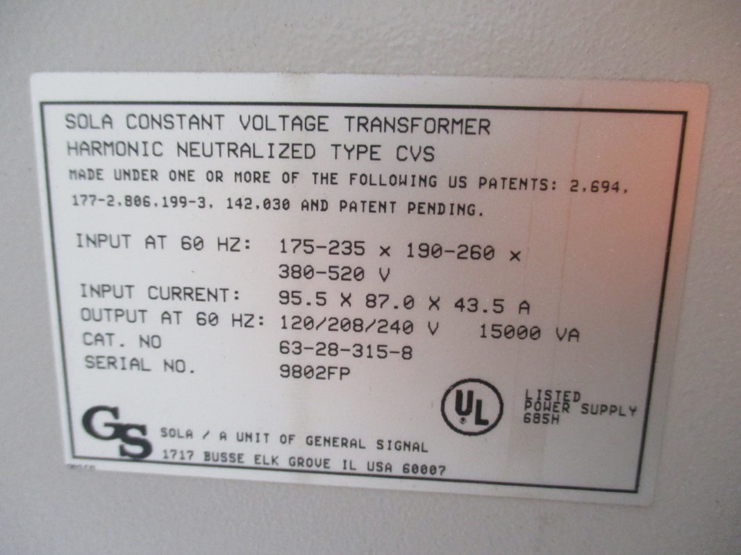 SOLA 63-28-315-8 15000VA 380/520V NSNP