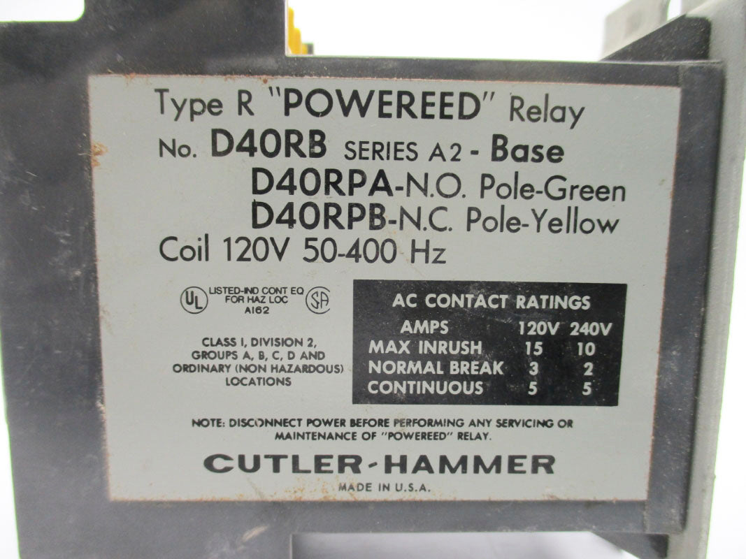 CUTLER HAMMER D40RB SER. A2 120V 15A NSNP