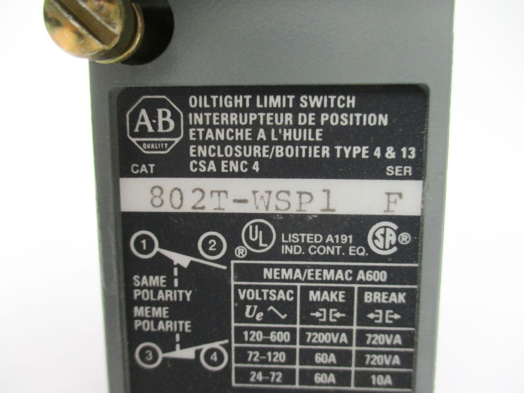 ALLEN BRADLEY 802T-WSP1 SER. F 600VAC 60A NSNP
