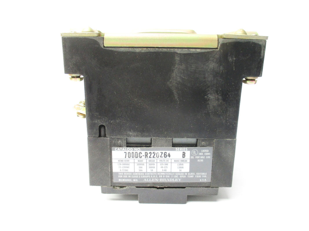 ALLEN BRADLEY 700DC-R220Z64 SER. B 64VDC 30A (BK/YL) NSMP