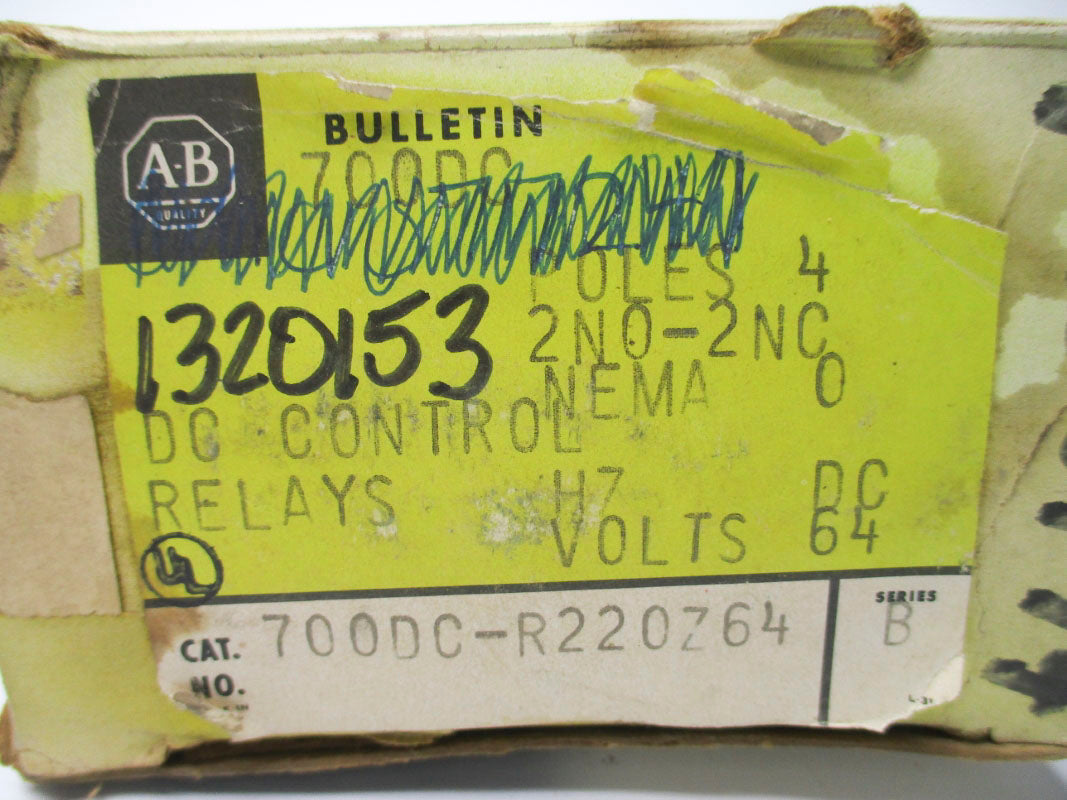 ALLEN BRADLEY 700DC-R220Z64 SER. B 64VDC 30A (BK/YL) NSMP