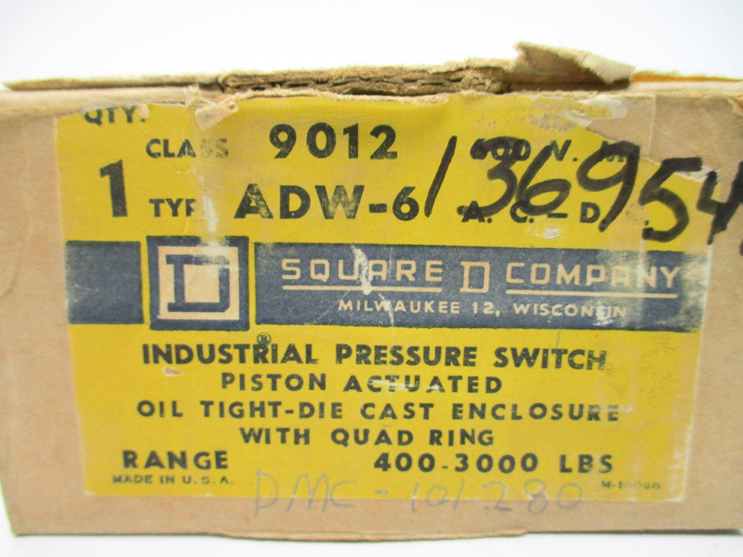 SQUARE D 9012ADW6 600VAC/DC 400-3000PSI 40A NSMP