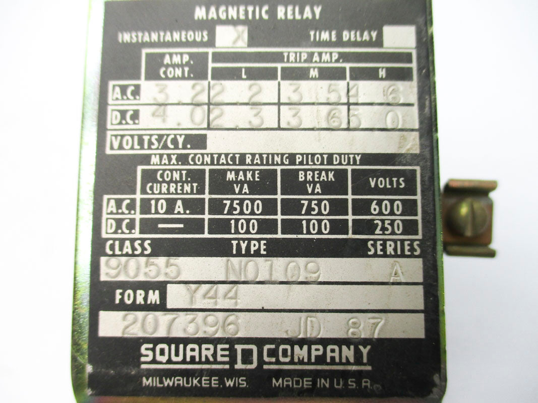 SQUARE D 9055NO109 SER. A 10A 600VAC NSNP