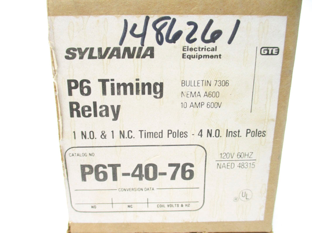 SYLVANIA P6T-40-76 110/120V 10A NSMP