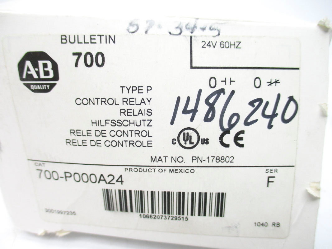 ALLEN BRADLEY 700-P000A24 SER. F 24V 20A (WH) NSMP