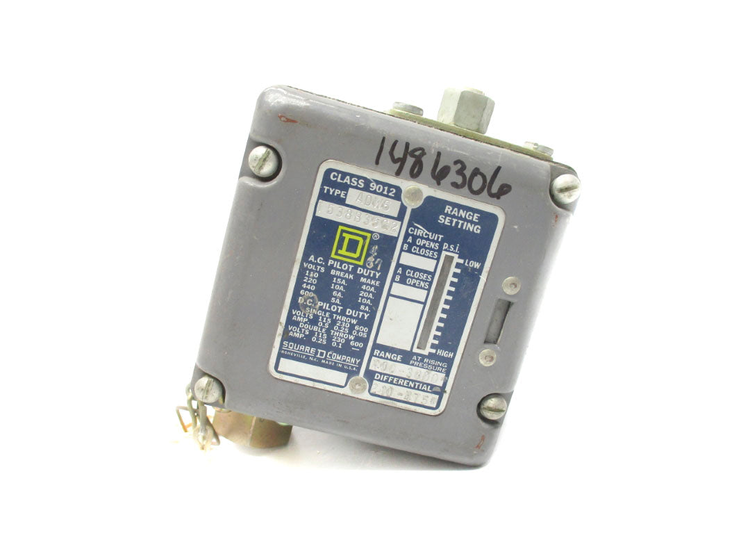 SQUARE D 9012ADW6 400-3000PSI 600VAC 15A UNMP