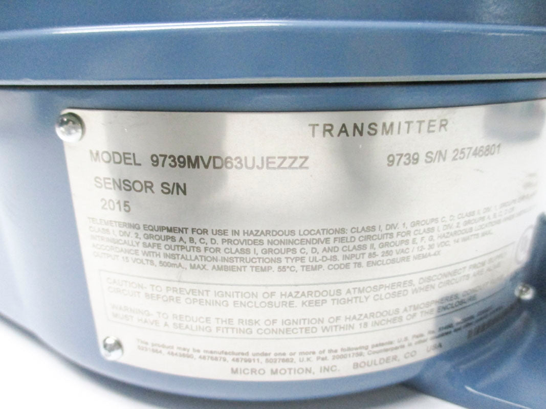 MICRO MOTION 9739MVD63UJEZZZ 85-250VAC NSNP
