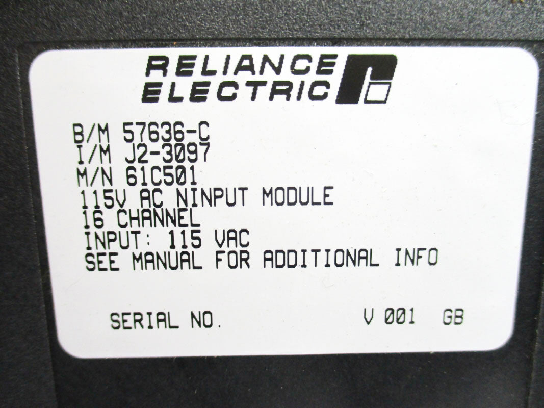 RELIANCE ELECTRIC 57636-C 61C501 115VAC UNMP