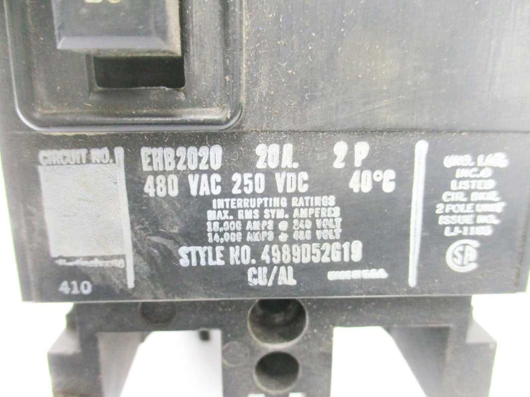 WESTINGHOUSE EHB2020 480VAC 20A UNMP