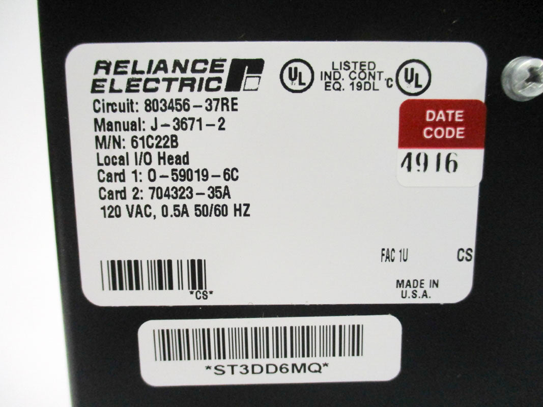 RELIANCE ELECTRIC 61C22B 803456-37RE 120VAC .5A NSNP