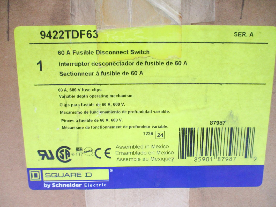 SQUARE D 9422TDF63 SER. A 600V 60A NSMP