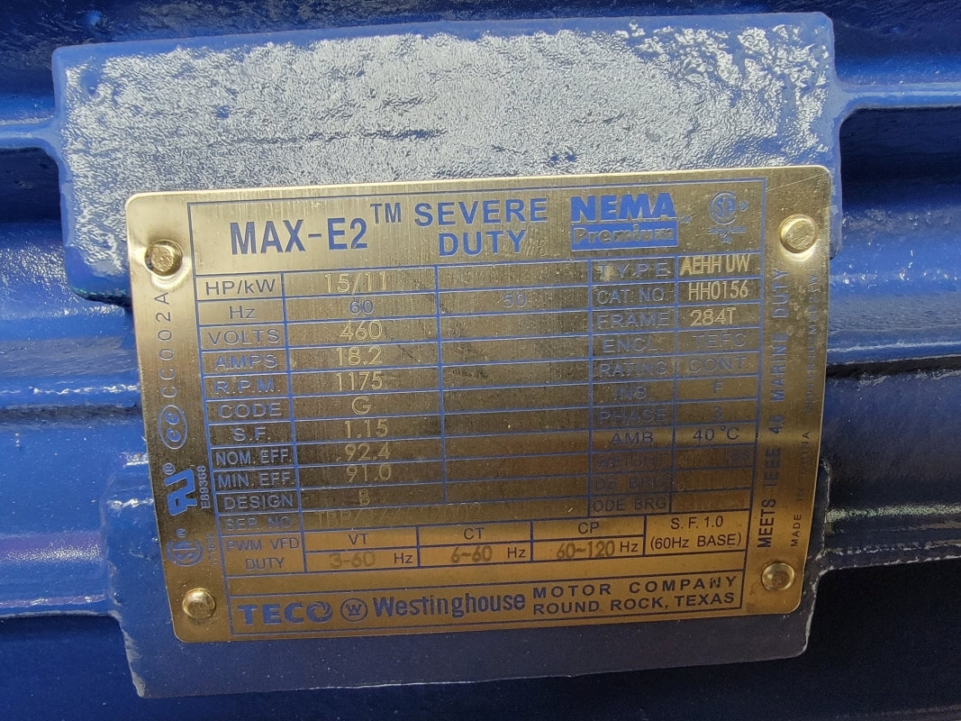 TECO WESTINGHOUSE HH0156 AEHHUW 460V 18.2A NSMP