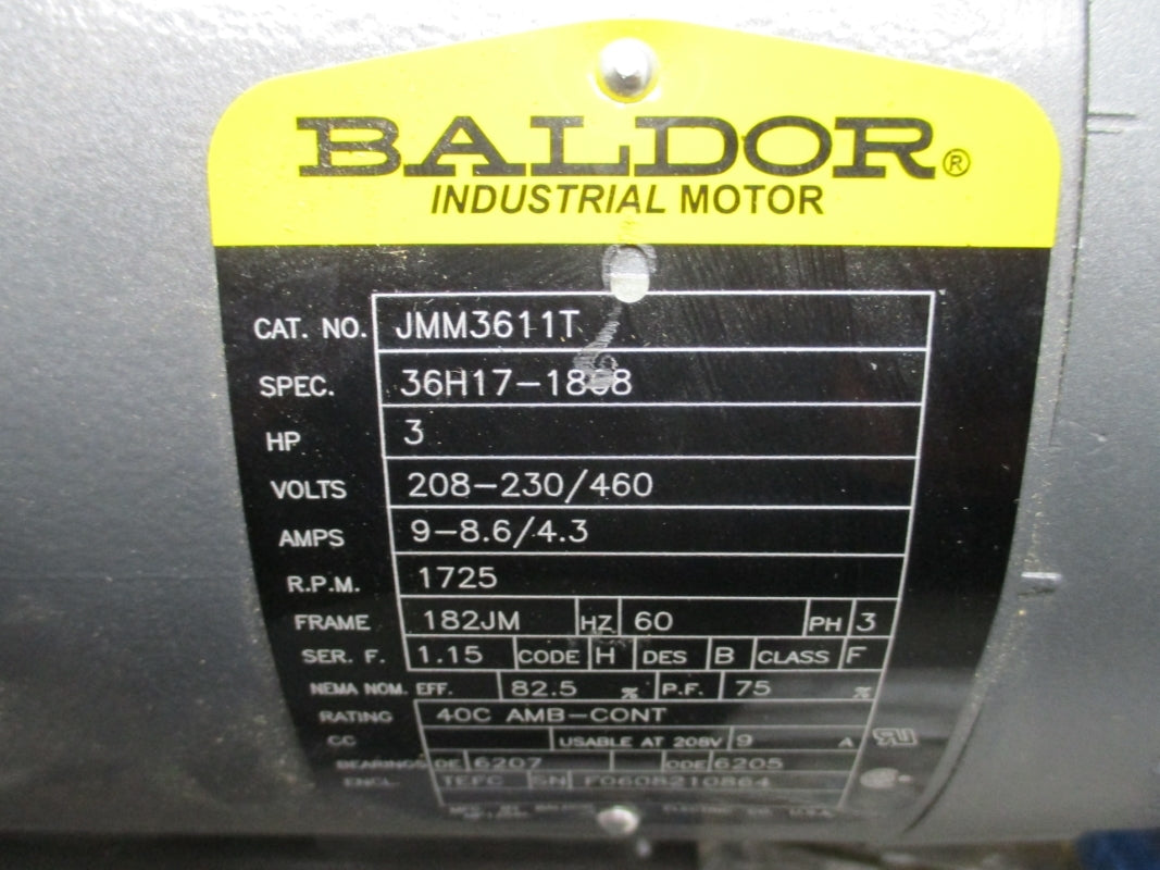 GOULDS PUMPS 6SH4H52B5 2-1/2X3-6 W/ BALDOR JMM3611T 208-230/460V 9-8.6/4.3A NSNP