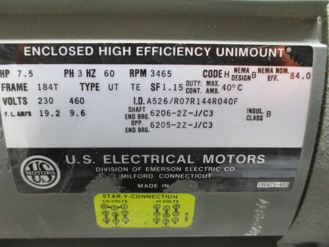 TRI-FLO PUMP C216MD18T-S W/ US MOTORS A526/R07R144R040F 230/460V 19.2/9.6A NSNP