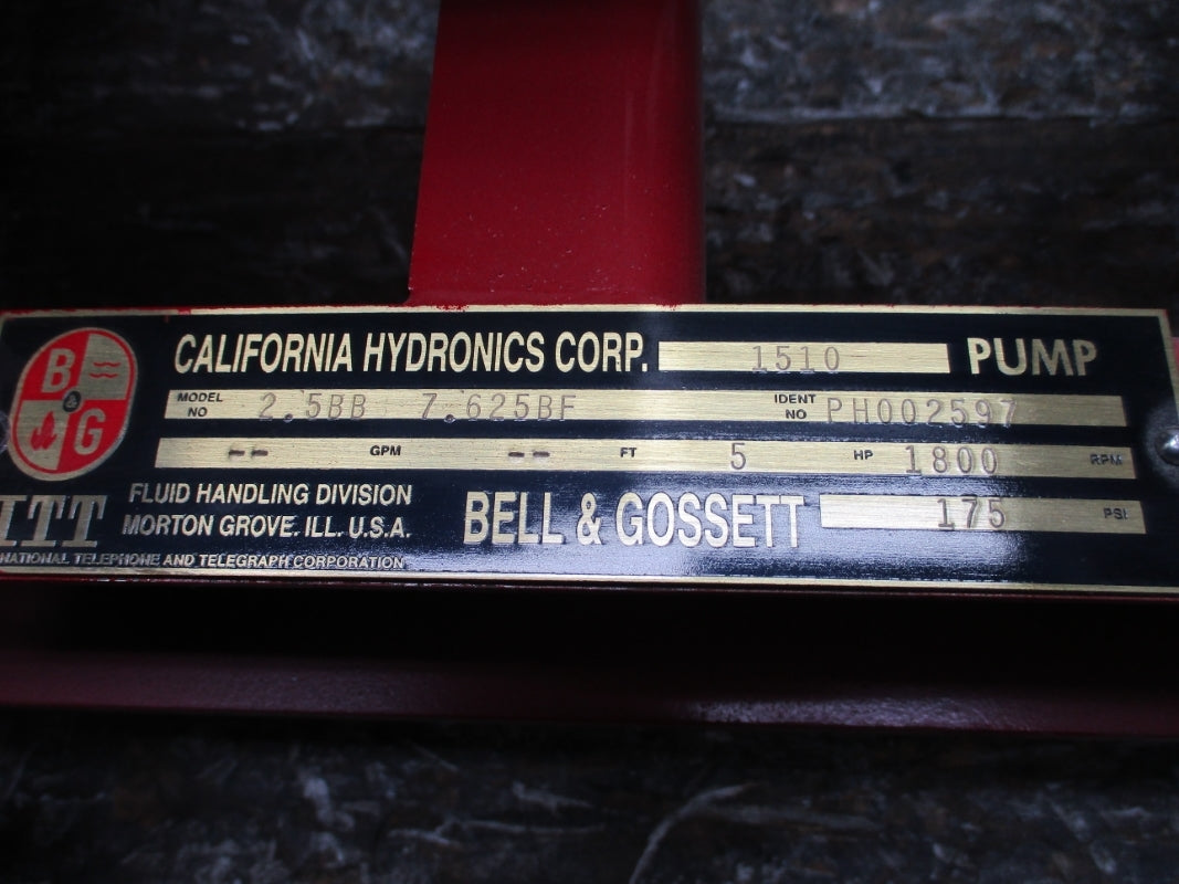 BELL & GOSSETT 1510 2.5BB 7.625BF 5HP 1800 RPM NSNP