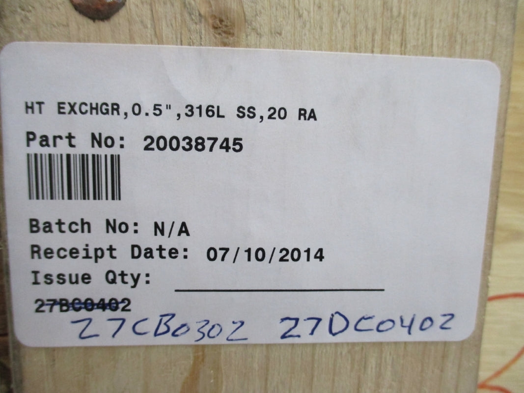 YULA HEAT EXCHANGER 0.5" 316L SS 20038745 150PSI NSMP