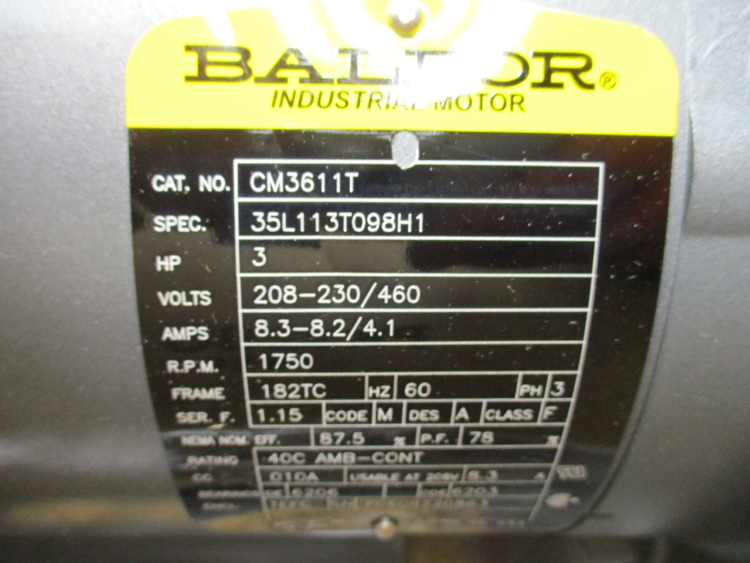BALDOR CM3611T 208-230/460V 8.3-8.2/4.1A NSMP