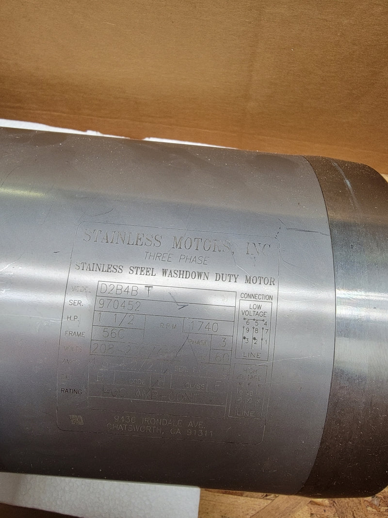 STAINLESS MOTORS D2B4BT 208-230/460V 4.6-4.2/2.1A NSMP