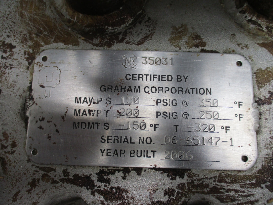 GRAHAM CORPORATION 126C6C-12 HEX-2000-202 150/200PSI 250/350F NSNP