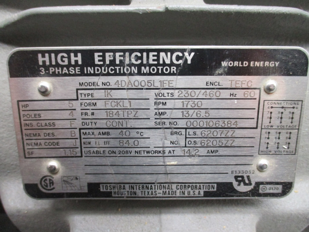TOSHIBA 4DA005L1FE 230/460V 13/6.5A NSNP