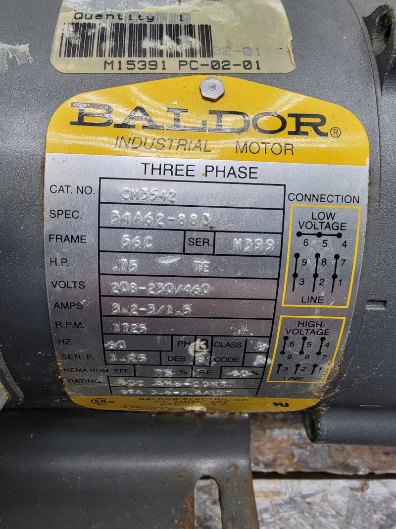 TRI-CLOVER C216MD14T-20C4V-01U-23SP W/ BALDOR CM3542 208-230/460V 3.2-3/1.5A NSNP