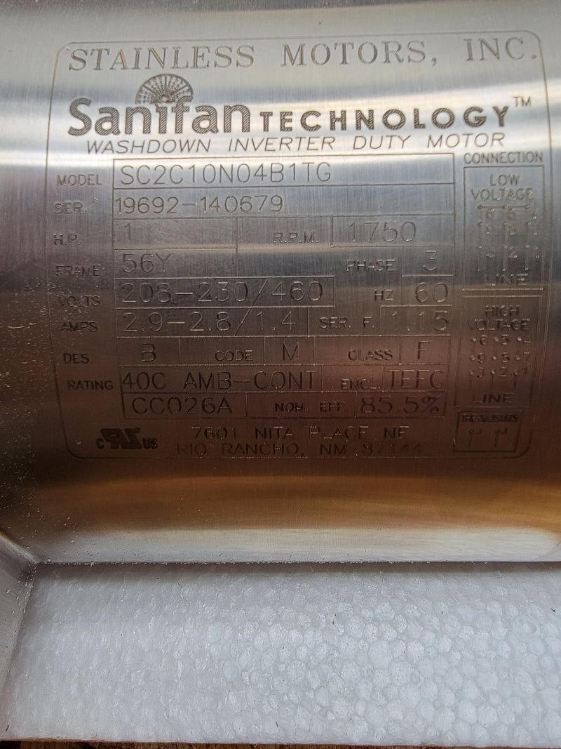 STAINLESS MOTORS SC2C10N04B1TG 208-230/460V 2.9-2.8/1.4A NSMP