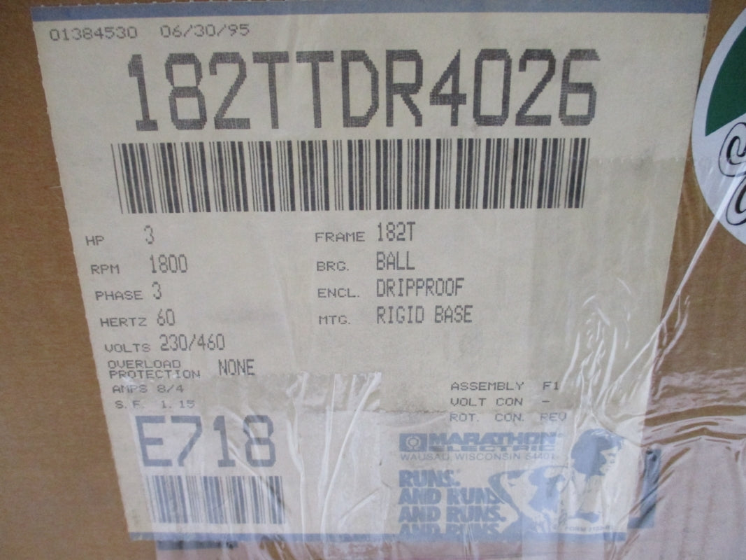 MARATHON ELECTRIC E718 2VF182TTDR4026AEL 230/460V 8/4A NSMP