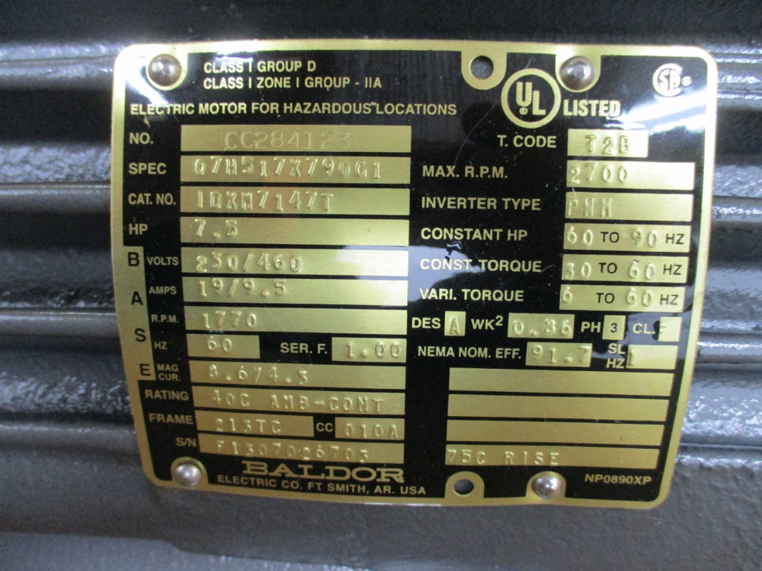 BALDOR IDXM7147T 230/460V 19/9.5A NSMP