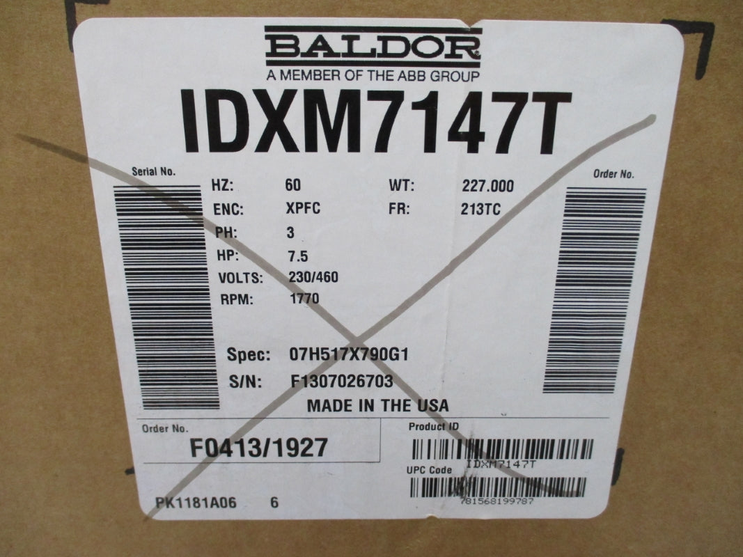 BALDOR IDXM7147T 230/460V 19/9.5A NSMP