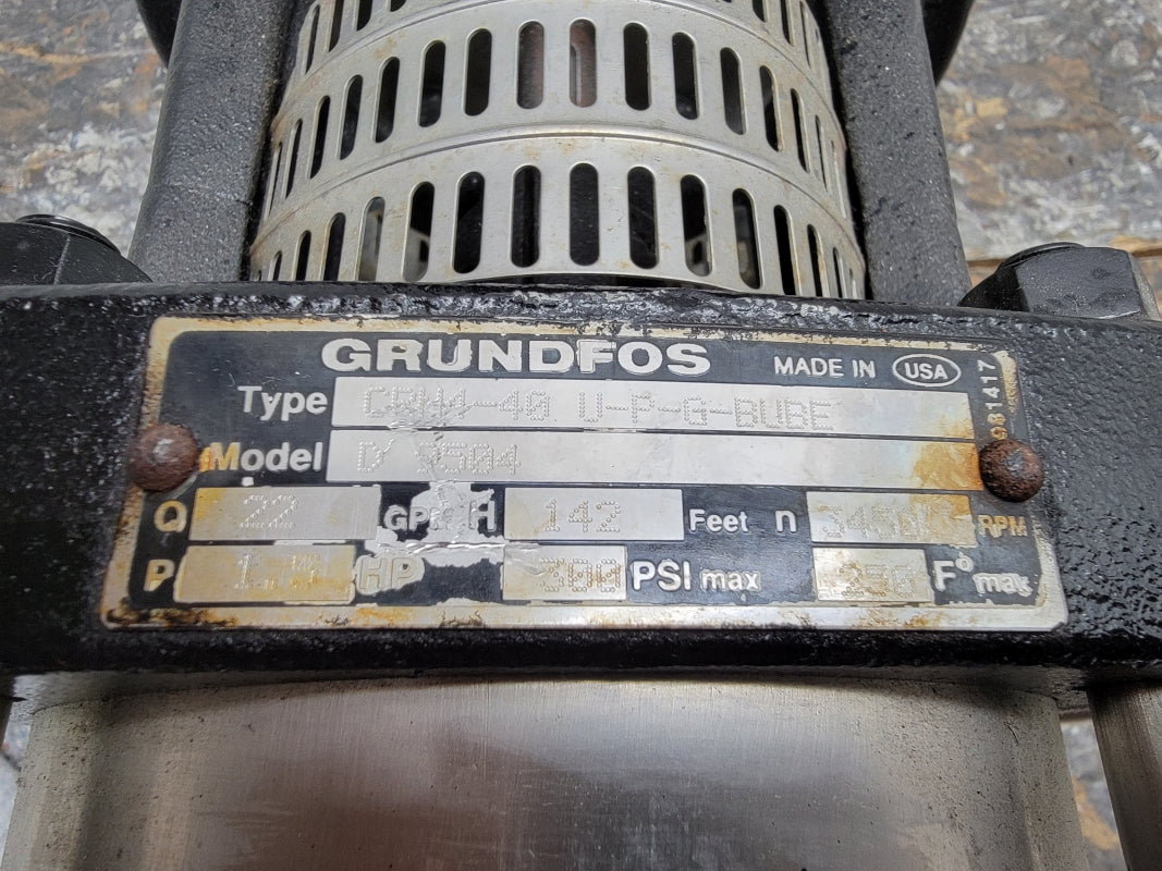 GRUNDFOS CRN4-40U-P-G-BUBE D-9504 300PSI W/ BALDOR 84Z04008 208-230/460V 5-4.6/2.3A NSNP