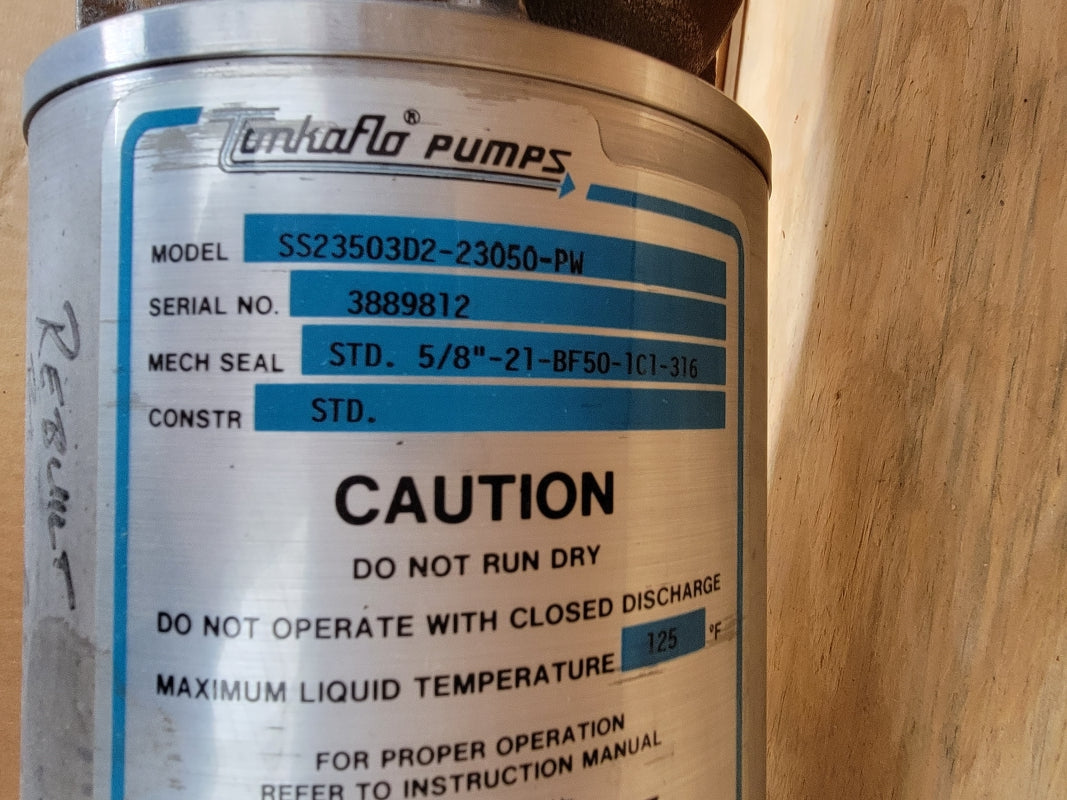 TONKAFLO PUMPS SS23503D2-23050-PW 125F NSMP