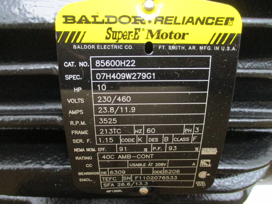 BALDOR GRUNDFOS PUMPMOTOR 10 HP, 213TC FRAME 85600H22 230/460V 23.8/11.9A NSMP