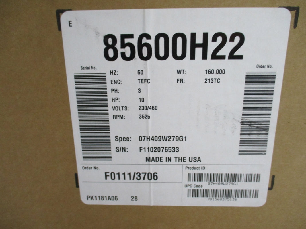 BALDOR GRUNDFOS PUMPMOTOR 10 HP, 213TC FRAME 85600H22 230/460V 23.8/11.9A NSMP