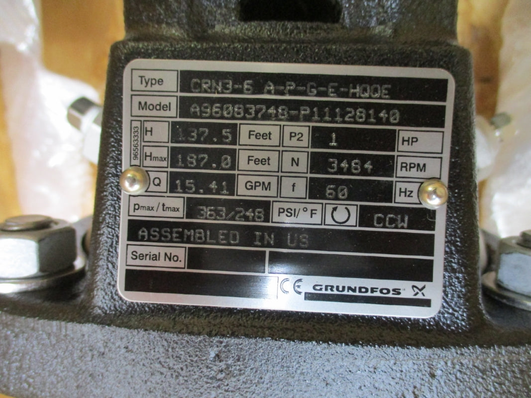 GRUNDFOS CRN3-6 A-P-G-E-HQQE 208-230/460V 363PSI NSMP