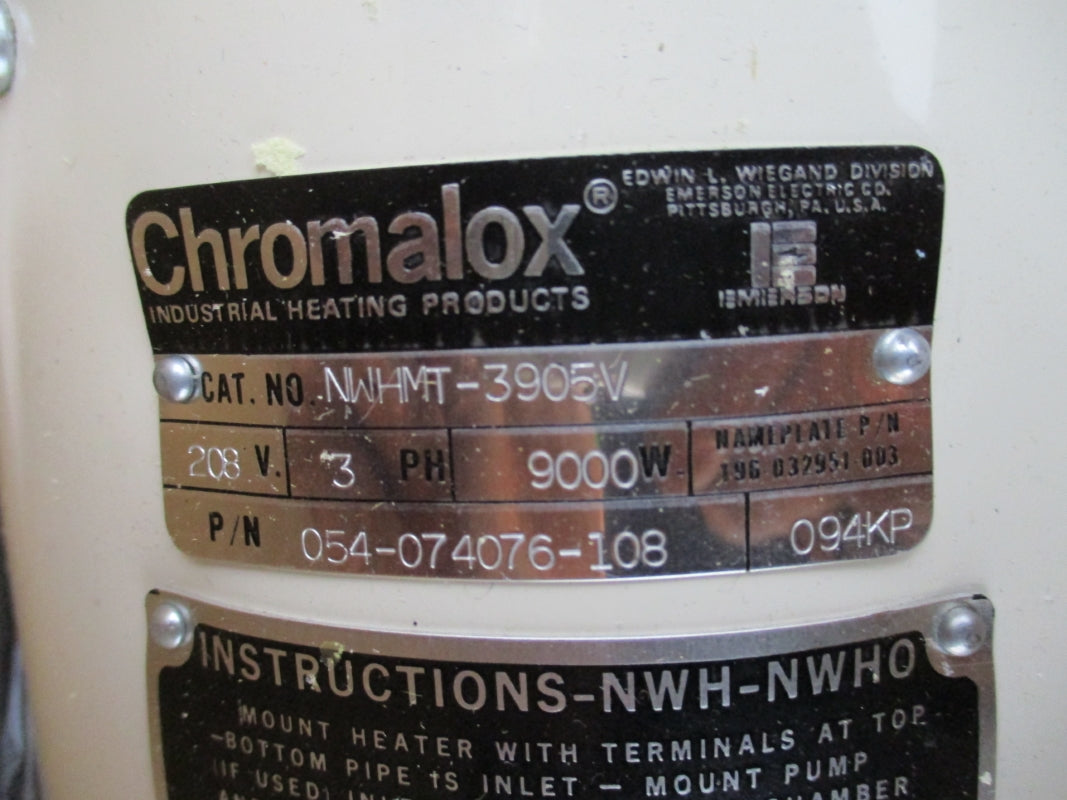 CHROMALOX CIRCULATION HEATER NWHMT-3905V 054-074076-108 208V NSMP