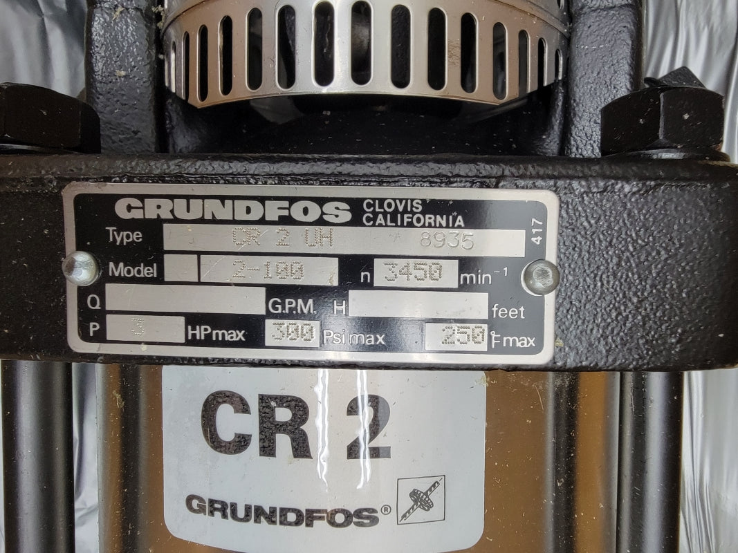 GRUNDFOS CR2UH 300PSI 250F W/ 36E831-105 208-230/460V 8.2-7.8/3.9A NSMP
