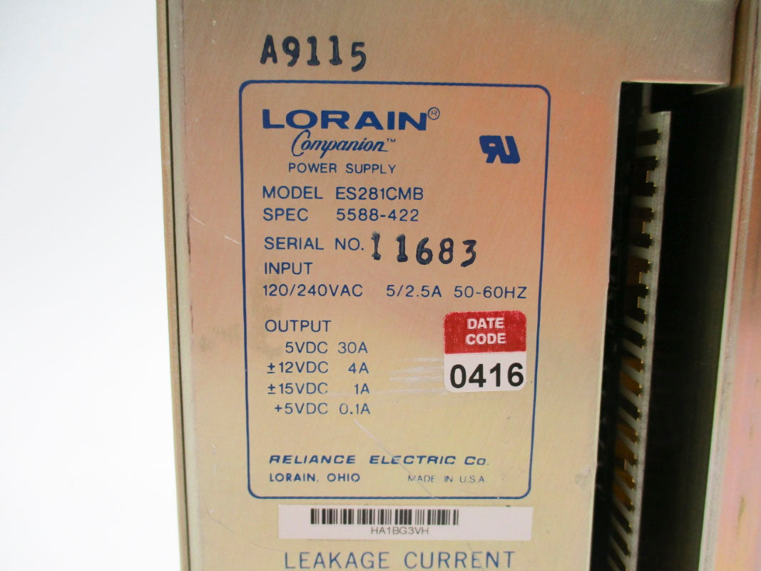 LORAIN ES281CMB 5588-422 120/240VAC 5/2.5A (NO KEY) UNMP