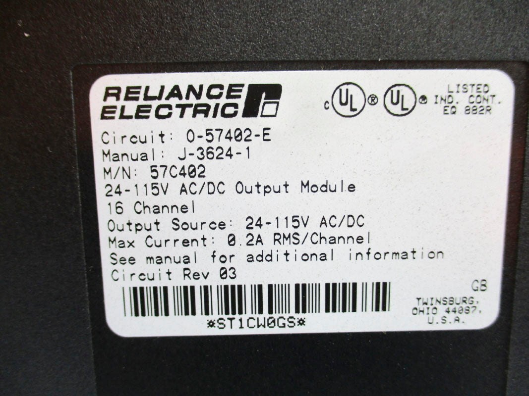 RELIANCE ELECTRIC 0-57402-E 57C402 115VAC/DC UNMP