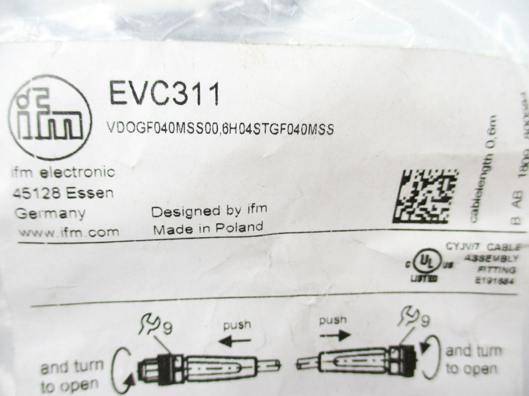 IFM EFECTOR EVC311 VDOGF040MSS00,6H04STGF040MSS 50VAC NSMP