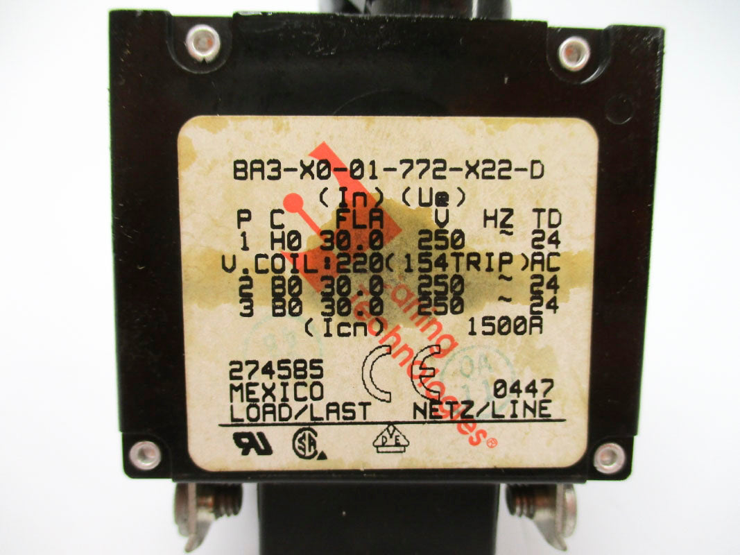 CARLING TECHNOLOGIES BA3-X0-01-772-X22-D 220VAC 1500A UNMP