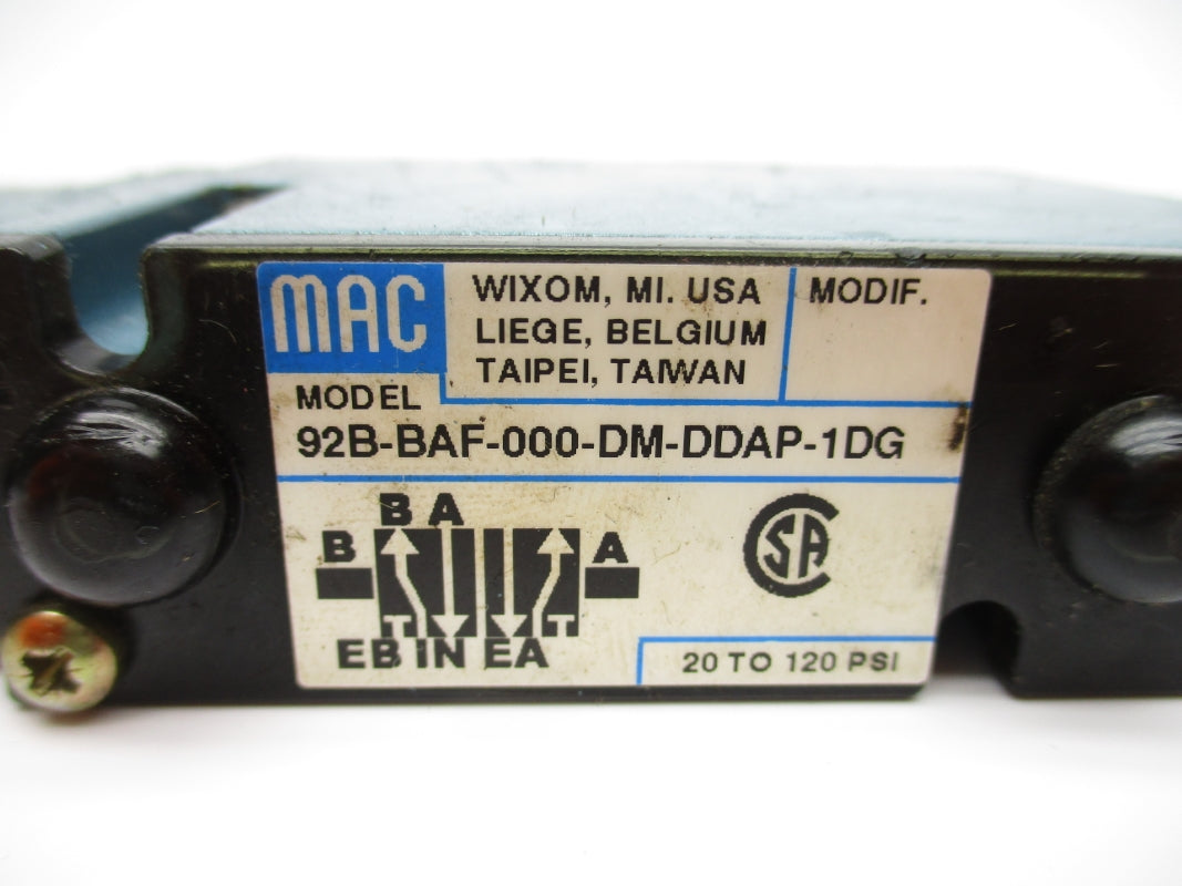 MAC 92B-BAF-000-DM-DDAP-1DG 120PSI 24VDC UNMP