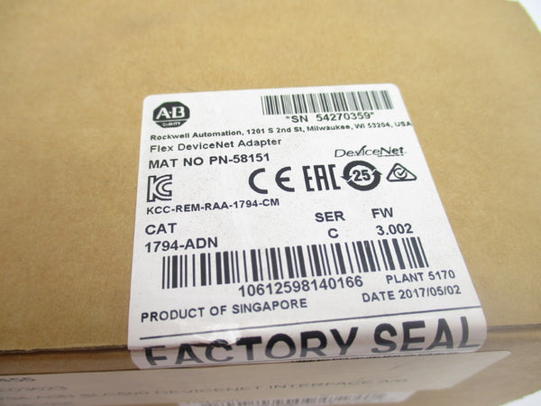 ALLEN BRADLEY 1794-ADN SER. C F/W 3.002 DATE: 2017 NSFS