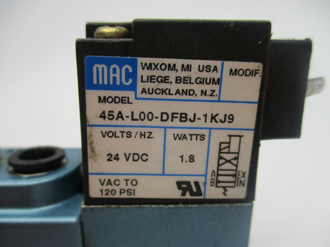 MAC 45A-L00-DFBJ-1KJ9 24VDC 120PSI UNMP