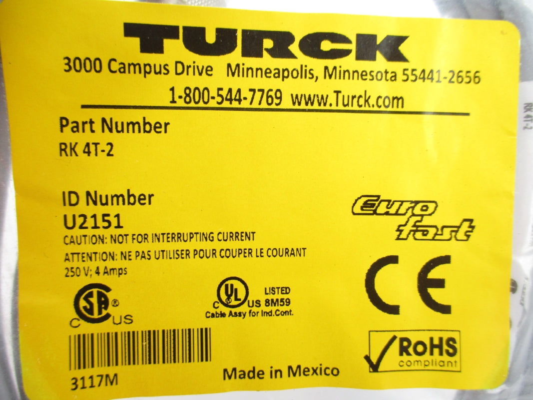 TURCK RK4T-2 U2151 250V 4A NSMP