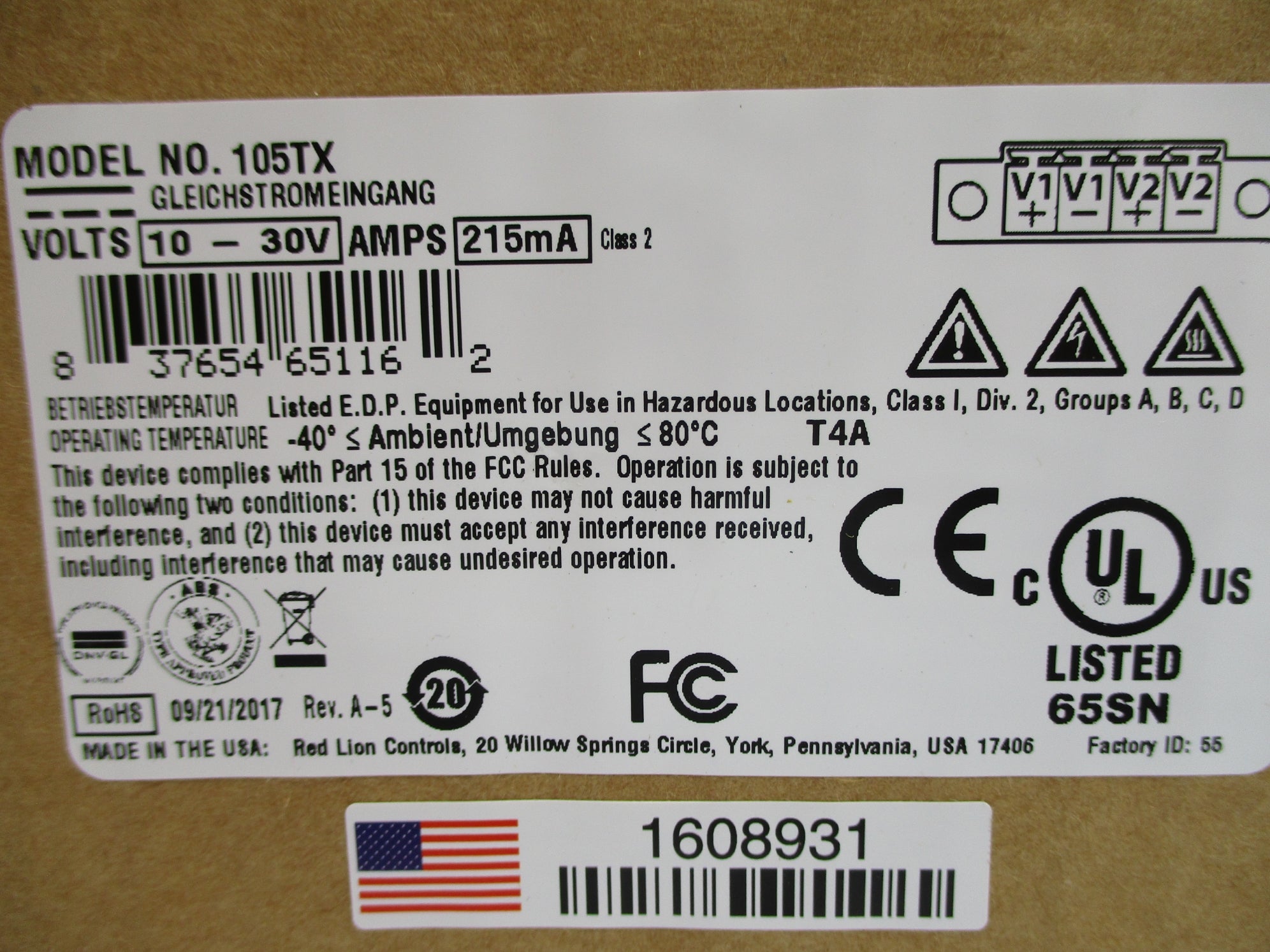 RED LION CONTROLS 105TX NSMP