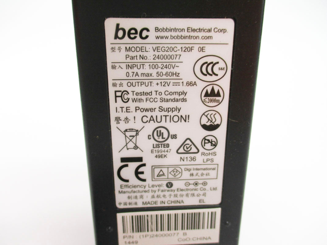 BEC 24000077 VEG20C-120F0E 100-240V 0.7A NSNP